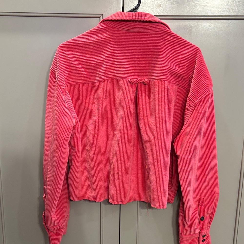 BDG Bright Pink Corduroy Cropped Jacket Size Medium - Picture 4 of 5